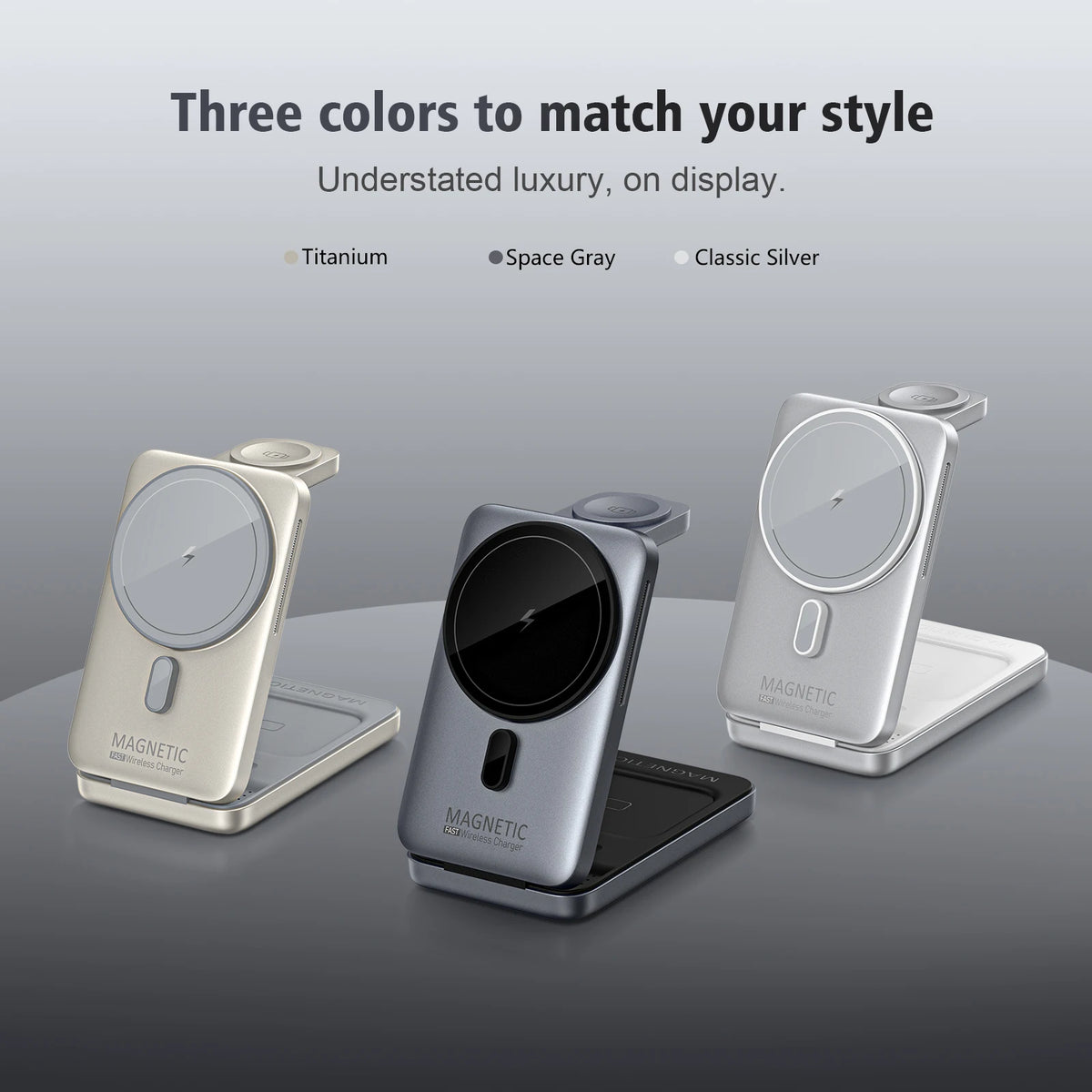 3-in-1 Foldable Magnetic Wireless Charger  for a Watch,AirPods and phone Charging Stand